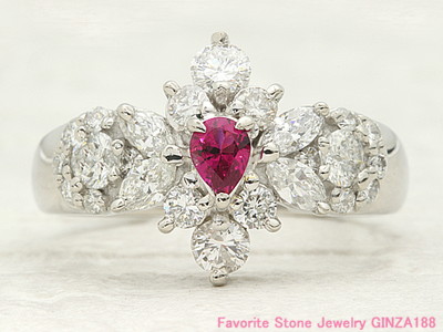 Red beryl 0.132ct ring