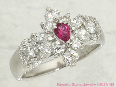 Red beryl 0.132ct ring