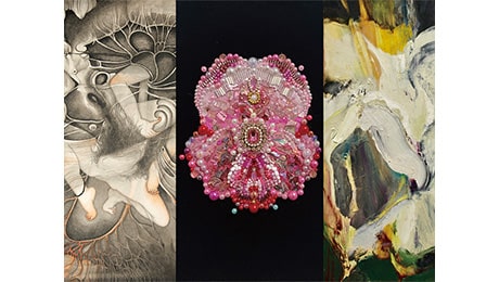 永井画廊 令和の春画展-三千代、明日香、有里子- 左から 三千代《腔花(KUUKA)》 明日香《Parfum no.1》 有里子《花弁》 